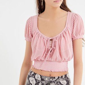 Pink Sheer Peasant top Urban Outfitters
